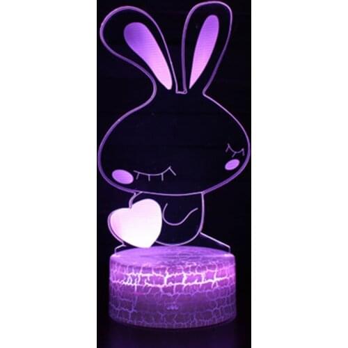 Lovely rabbit theme 3D Lamp LED night light 7 Color Change Touch Mood Lamp Christmas present Dropshippping