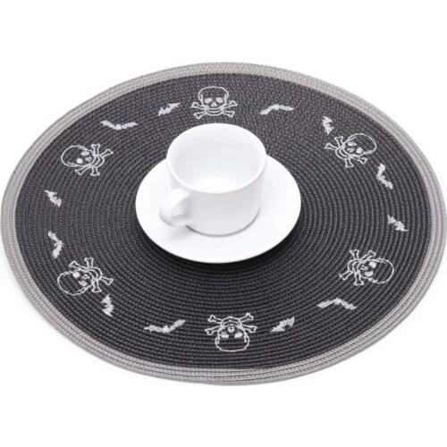 4PCS Halloween potholder, woven special-shaped placemat, coaster, woven placemat, tabletop non-slip dish mat 38cm