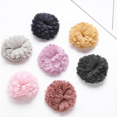 40Pcs/lot Fluffy Chiffon Hair Flower For Kids Hair Accessories Fabric Flowers pin For Kids Headbands DIY