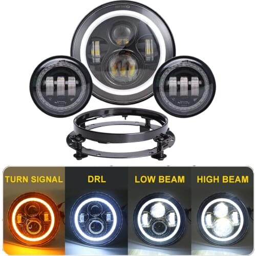 7inch LED Headlight 4.5inch Halo LED Fog Lights With Angel Turning Signal Motorcycle Light For Harley Touring Softail Classic