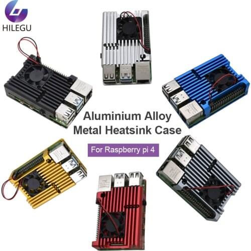 B-type Aluminum Alloy Metal Raspberry Pi 4 Heat-dissipation CNC Protective Case with Single Fan Passive Cooling Shell Metal