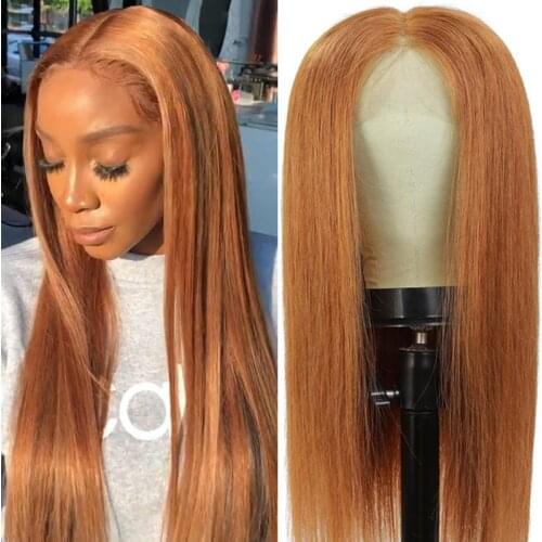Pre Plucked 13x4 Lace Front Wigs 30 Brown Brazilian Straight Human Hair Lace Wigs With Baby Hair 150% Density Remy Hair Wig KEMY