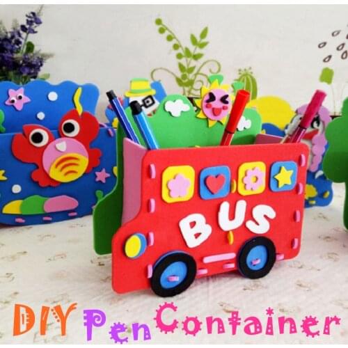 Kids DIY Cartoon Pen Container Children Arts& Crafts Kits Kids DIY Handmade EVA Material Kindergarten Handmade Toys Kids Gifts