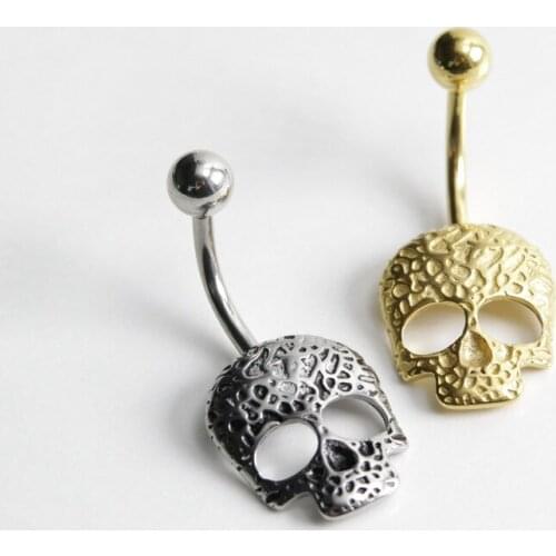 European American Classic Personality Ghost Face Navel Nail Retro Punk Style Womens Titanium Steel Piercing Navel Nail Jewelry