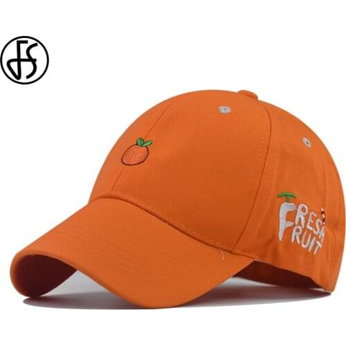 FS 2021 Cute Fruit Embroidered Baseball Cap Orange Cherry Cartoon Hip Hop Caps For Men Women Summer Streetwear Trucker Hat