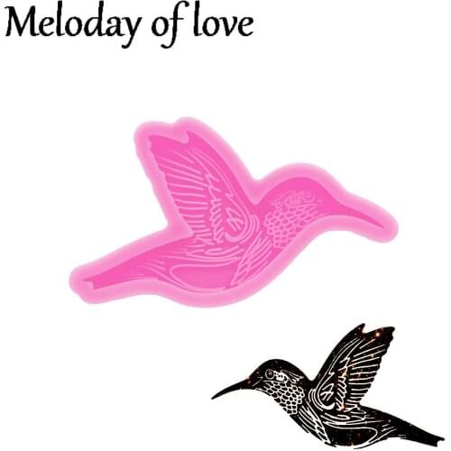Glossy HUMMINGBIRD Keychain Mold Silicone Resin Bird Mould DIY for Epoxy Making Jewelry Necklace Polymer Clay DY0683