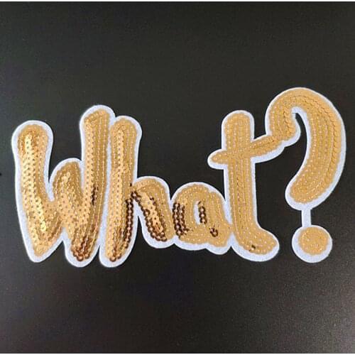 Iron on patches for clothing 200mm What? Gold Silver Sequined Fabric Sequins Strange things Women Biker Patch Clothes Stickers