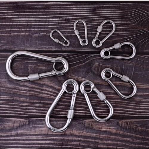 Carabiner Hook Eyelet Secure Lock Gourd Shape 316 Stainless Steel for Camping Hammock Swing Yoga