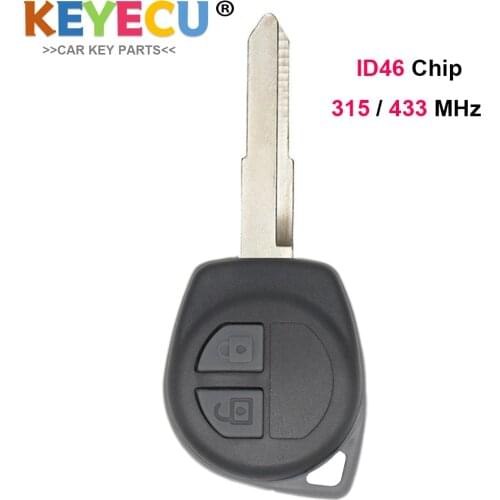 KEYECU Remote Control Car Key for Suzuki SX4, Replacement Fob 2 Button - 315MHz/ 433MHz Frequency - ID46 Chip - HU87 Uncut Blade