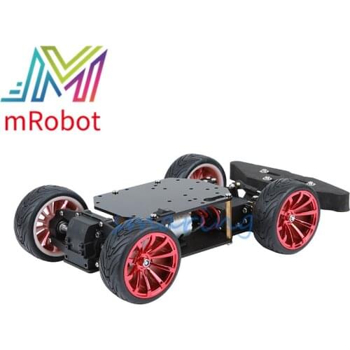 27x15cm Smart Car Chassis Kit Wheel Metal Bracket Rear Wheel Drive Front Steering for Arduino High Speed Remote Control Racing