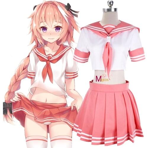 Anime Fate Grand Order Astolfo Cosplay Costume Apocrypha Rider JK School Uniform Sailor Suit Halloween Costumes For Women
