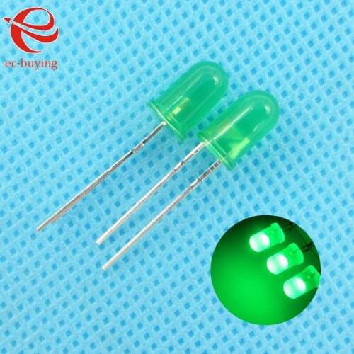 5mm LED Emerald-Green Diffused Round Light-Emitting Diodes Lamp Bead DIP Plug-in Through Hole Bulb Wide Angle 5 mm 10 pcs /lot