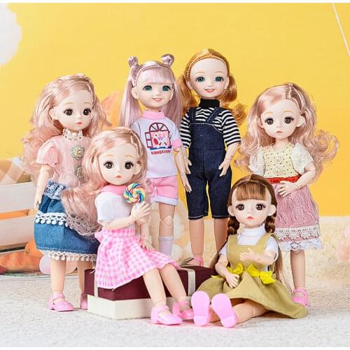 Fashion Dress Bjd Doll 30CM Movable Joints Doll With Cool Dress Black Long Hair Handmade Suit Bjd Doll Toys Best Gifts For Girl