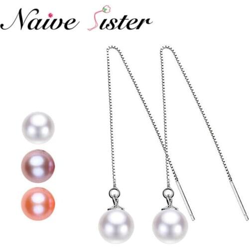 Fashion Long Tassel Natural Fresh Water Pearl Earrings 3 Colors Drop Earrings For Women Wholesale