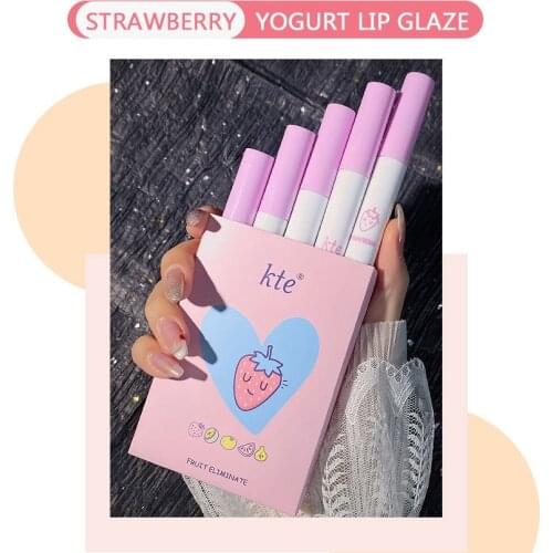 Two Color Fruit Cigarette Tube Lipstick Kit Lip Glaze Make Up Set Box Matte Lip Mud Waterproof Easy To Wear Natural Makeup Tools