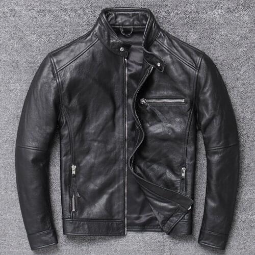 Genuine Leather Jacket Men Clothes 2020 Cowhide Coat Motorcycle Real Cow Leather Jackets Spring Autumn Coats 094Hei KJ3192