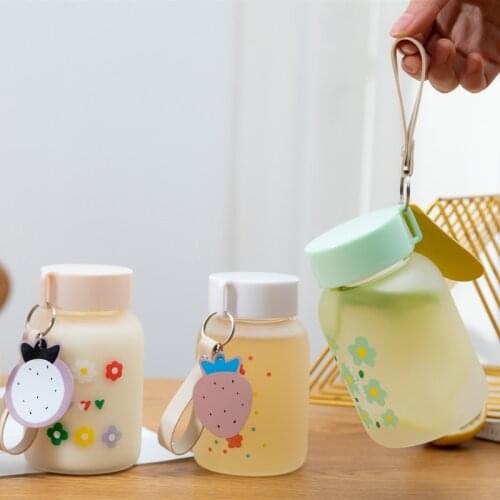 New Cute Flowers Water Bottle Creative Trend Portable Leakproof Ins Lovely Fresh Female Student Frosted Glass Water Cup With Lid