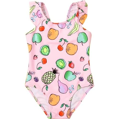Newest Arrival Kids Girls Summer Fruit Print One-piece Swimsuit Kids Toddler Bathing Suit for Beach Vacation Holiday 2-8T