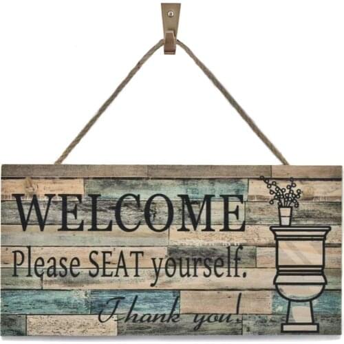 OYEFLY wall art Sig printed wooden plaque wall-hanging welcome sign (29.21cm x 15.24, color)