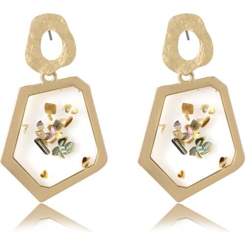 Pri Jin Jewelry New Alloy Irregular Earrings Simple Print Square Earrings Women Luxury Dangle Earrings Fashion Party Earrings