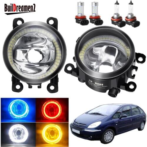 Angel Eye Fog Light H11 Car Front Bumper Fog Lamp with Halo Ring DRL 20W 12V For Citroen Xsara Picasso MPV N68 1999-2015