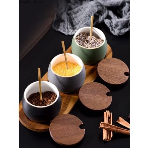 North European ceramic seasoning tank light luxury home kitchen seasoning storage box combination set salt MSG seasoning jar