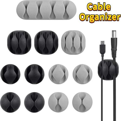 Silicone Mobile Phone Cable Organizer USB Cables Conector Aux Cord Holder Black White Multi Hole Wire Protector for Mouse Wires