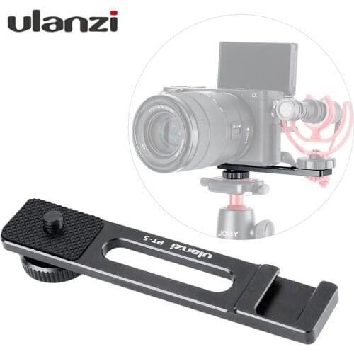 Ulanzi PT-5 Vlogging Microphone Mount Stand Extension Bar Plate 1/4" Screw Mount Cold Shoe for Sony A6500 RXO II RX100 VI Camera