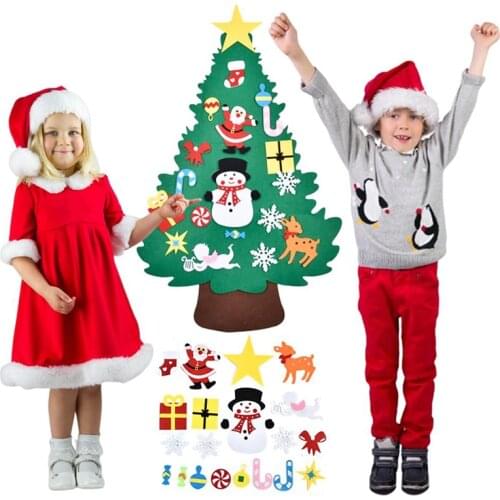DIY Felt Christmas Tree Decoration for Home Wall Decor Artificial Tree Pendant Xmas Navidad New Year Gifts for Kids Children Toy