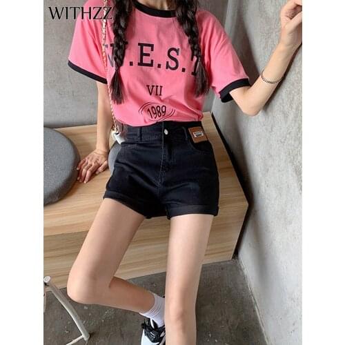 WITHZZ Summer Womens Design Double Layer High-rise Jeans Elasticity Lovely Female Denim Shorts