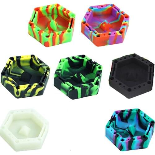 Funny Unbreakable Ashtray Tobacco Hexagon Glow in the Dark Silicone Soft Weed Accessories Home Cigarette Holder Tray