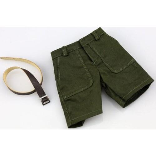1/6 Scale Soldier Mens Shorts Five-point Pants Model Dark Green Pants Belt Set Suitable For 12-inch Action Figure Body Model