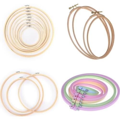 1pc DIY Sewing Embroidery Ring Hoop Tool Embroidery Cross Stitch Hoop Frame Ring Round Hoop Craft Plastic Wood Color