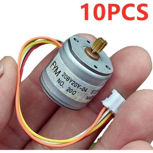 10PCS 2-phase 4-wire Stepper Motor 20mm 20BY Miniature Stepper 20 Ohm with 10T Gear Small Tiny Electric Machinery Toy Engine DIY