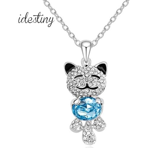 11.11 Sale Creative Ladies Style Bijoux Femme Bear Shape Pendant Necklace Made with Austria Crystal Lovely Animal Jewelery Gift