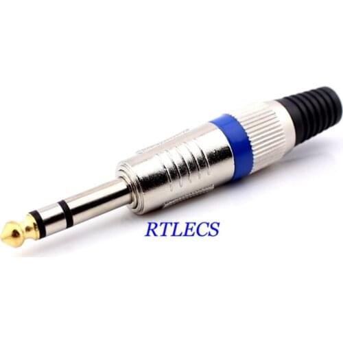 2pcs 0.25" 6.35 mm Audio Connector 3 Poles Stereo Plug TRS Amplifier Plug Wire Solder type Audio Guitar Mixer