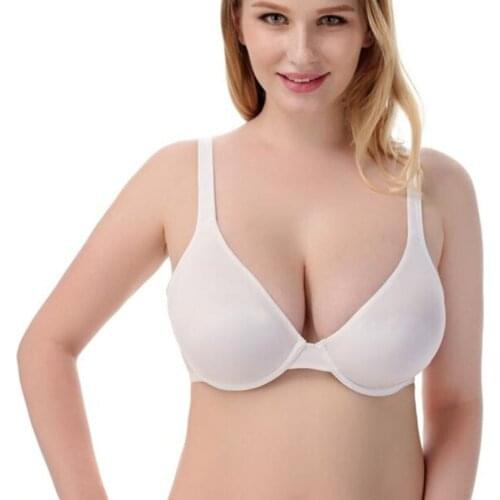 2019 Women Bra big yards ultrathin completely pure color cotton Bra Bra cup Europe beautiful bosom CDEFG underwear