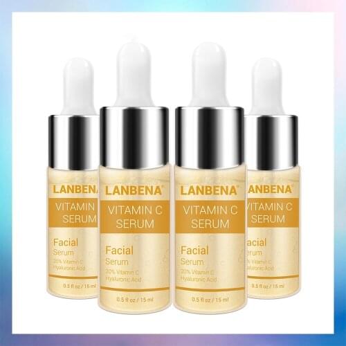 4PCS LANBENA Vitamin C Whitening Serum Hyaluronic Acid Face Cream Snail Remover Freckle Speckle Fade Dark Spots Anti-Aging