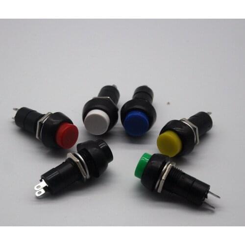 6pcs 2Pin Plastic 12mm Round Push Button PBS-11A Self Lock Latching PBS-11B Momentary Non-lock Switch 3A 150V