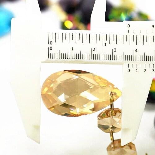 6pcs/lot (105MM)Champagne Crystal Glass chandelier pendant Parts ( 38mm Crystal Glass angel tear with 3pcs 14mm octagon Beads)