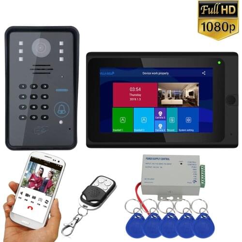 7 inch Wifi Wireless RFID Video Door Phone Doorbell Intercom System with Wired AHD 1080P camera
