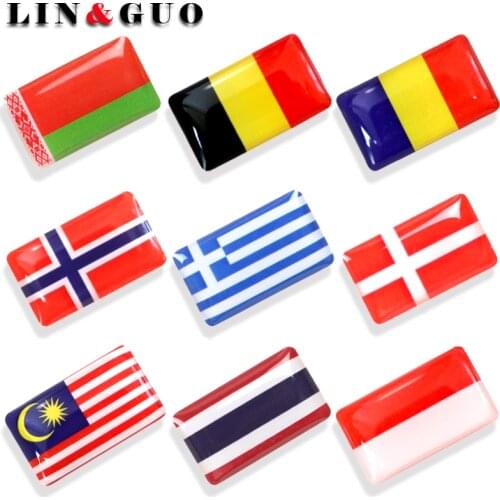 8pcs Steering wheel 3D Epoxy Car Styling Accessories fit for belarus Greece Thailand Norway Denmark national Emblem Car Sticker