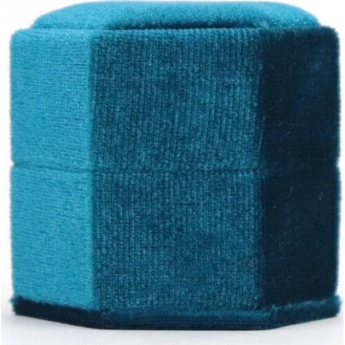 PHABULS Velvet Ring Box Hexagon Vintage Silk Ring Box with Removable Cover for Proposal Engagement Wedding