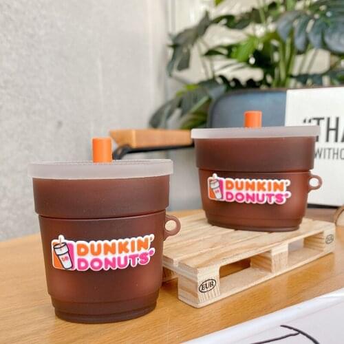3D Brand Dunkin Donuts coffee Drink Case For AirPods 1 2 pro Charge Box Soft Silicone Wireless Bluetooth Earphone Protect cover