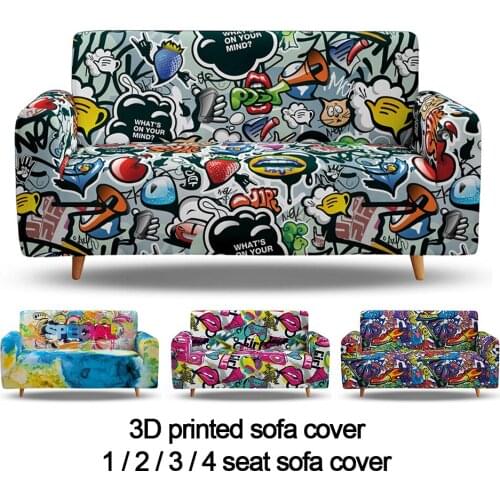 Hip Hop Sofa Cover stretch Angle Printed Graffiti Elastic Couch Cover Case for Corner Sectional Sofa 1 2 3 4 Seater Slipcover