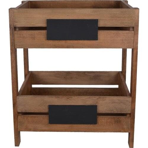 Decorative 2-Tier Kitchen Fruit and Crisper Tumbled Wood Fruit and Crisper Width 30 cm Length 43 cm Height 50 cm