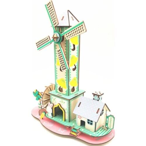 DIY Model toys 3D Wooden Puzzle-Childlike cottage Wooden Kits Puzzle Game Assembling Toys Gift for Kids Adult P25