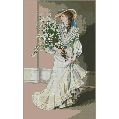 Top Quality lovely counted cross stitch kit elegance elegant lady woman and flower movie star dim 03767