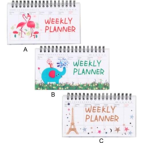 Flamingoes Weekly Daily Planner Notebook Kawaii Cartoon Desk Standing Memo Pad with 50 Sheets for School Office Home Supplies