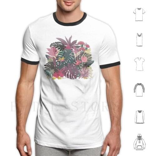 Tropical Tendencies T Shirt Print Cotton Tropical Floral Hawaii Aloha Flowers Leaves Vintage Island Summer Sun Vacation Holiday